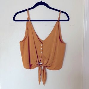 Mustard yellow free people crop top